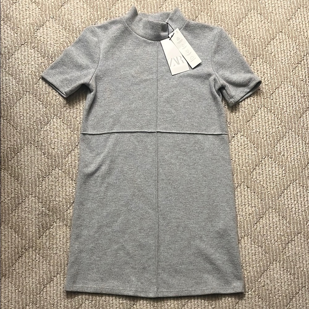Elegant Gray Women's mini sweater Dress by Zara, size small
